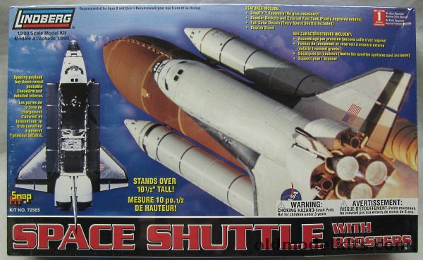 Lindberg 1/200 Space Shuttle with Boosters and External Fuel Tank - With Decals for Enterprise / Discovery / Columbia / Challenger / Endeavour, 72565 plastic model kit